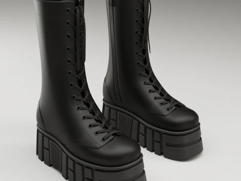 Battle boots on high platform collection 3D Model