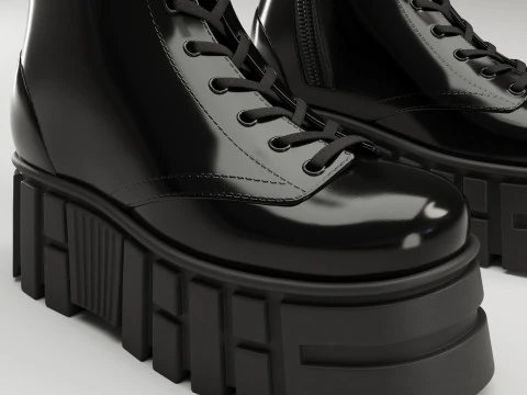 Battle boots on high platform collection 3D Model