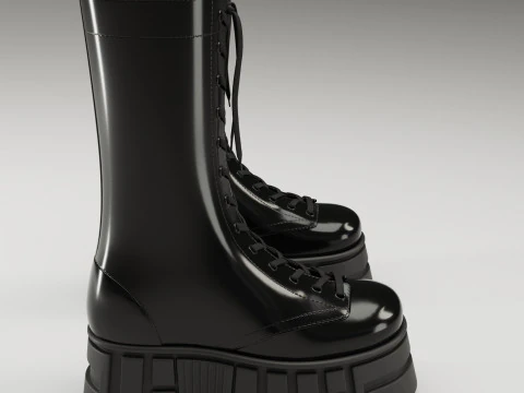 Battle boots on high platform collection 3D Model