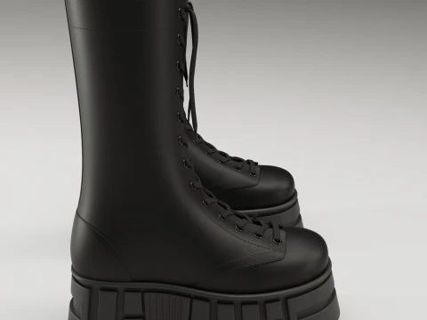 Battle boots on high platform collection 3D Model