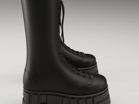 Battle boots on high platform collection 3D Model