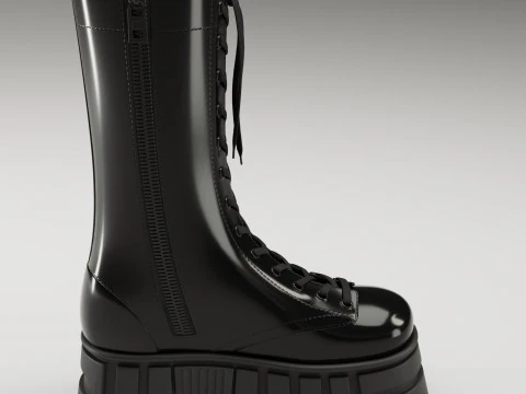 Battle boots on high platform collection 3D Model