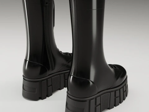 Battle boots on high platform collection 3D Model