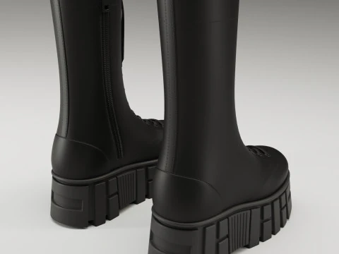 Battle boots on high platform collection 3D Model