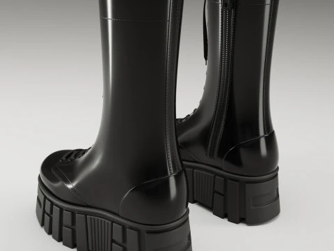 Battle boots on high platform collection 3D Model