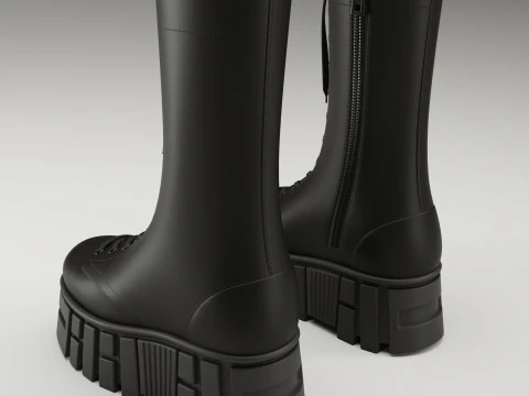 Battle boots on high platform collection 3D Model