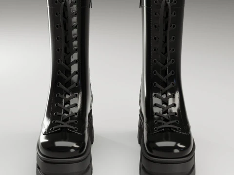 Battle boots on high platform collection 3D Model