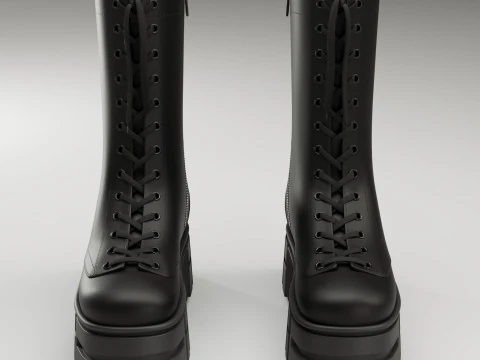Battle boots on high platform collection 3D Model
