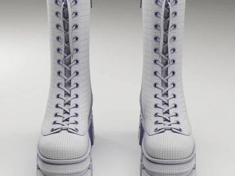Battle boots on high platform collection 3D Model