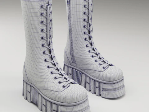 Battle boots on high platform collection 3D Model