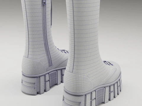 Battle boots on high platform collection 3D Model
