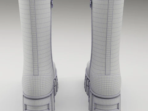 Battle boots on high platform collection 3D Model