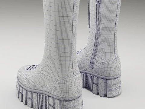 Battle boots on high platform collection 3D Model