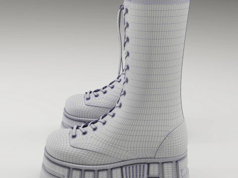Battle boots on high platform collection 3D Model