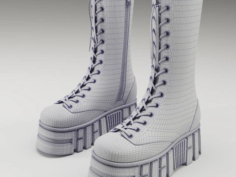 Battle boots on high platform collection 3D Model