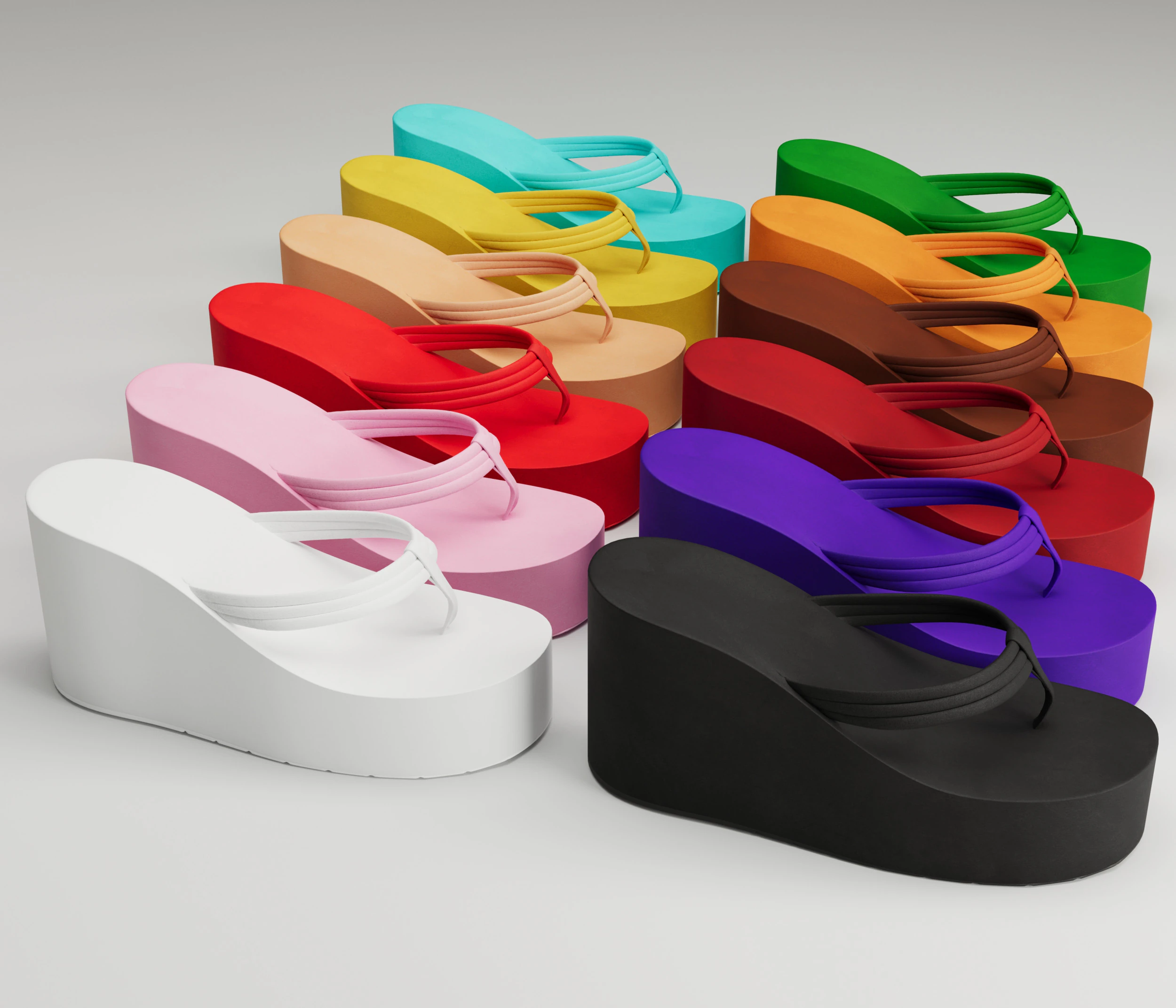 Collection of thong high plaform sandals 3D Model .c4d .max .obj .3ds .fbx .stl .blend