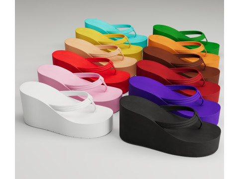 Collection of thong high plaform sandals Modelo 3D