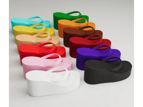 Collection of thong high plaform sandals 3D Model