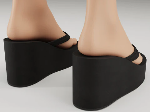 Collection of thong high plaform sandals 3D Model