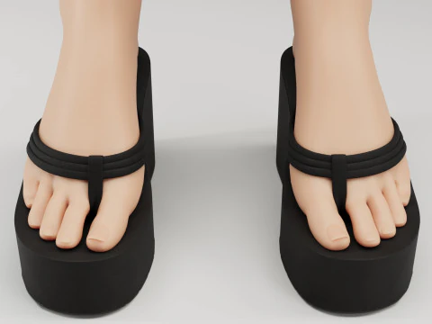 Collection of thong high plaform sandals 3D Model