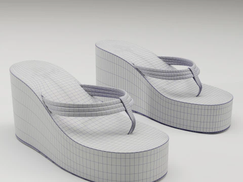 Collection of thong high plaform sandals 3D Model