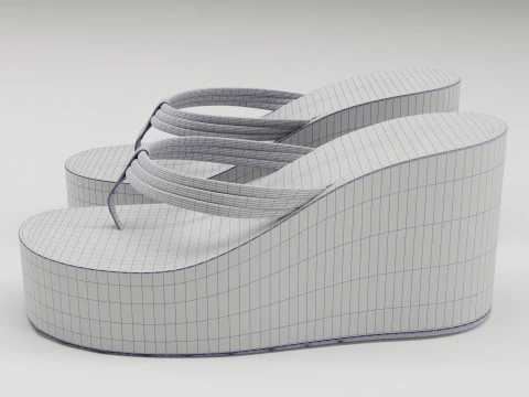 Collection of thong high plaform sandals 3D Model