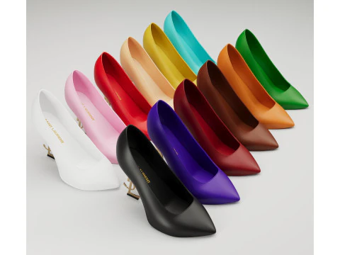 Saint Laurent paris opyum leather high heels collection 3D Model