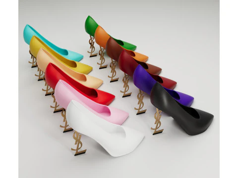 Saint Laurent paris opyum leather high heels collection 3D Model