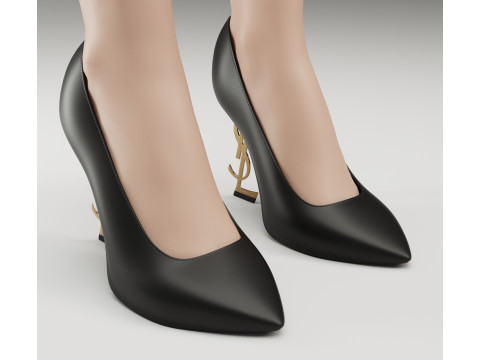 Saint Laurent paris opyum leather high heels collection Modèle 3D