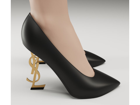 Saint Laurent paris opyum leather high heels collection Modèle 3D