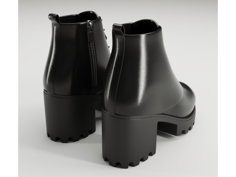 Collection chunky canvas lace up suede and leather combat boots 3Dモデル