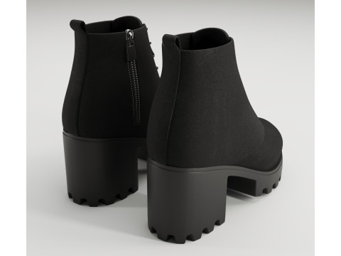 Collection chunky canvas lace up suede and leather combat boots 3Dモデル