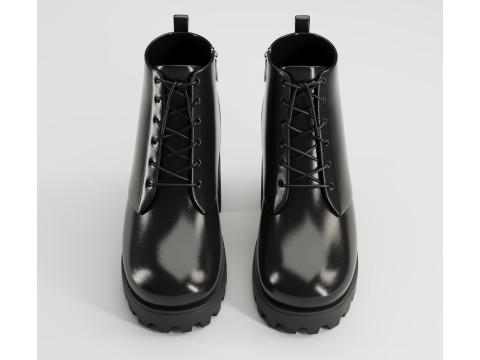Collection chunky canvas lace up suede and leather combat boots 3Dモデル