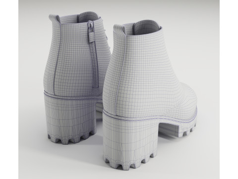 Collection chunky canvas lace up suede and leather combat boots 3Dモデル