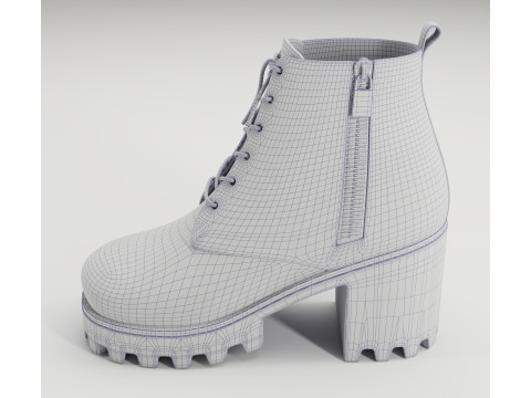 Collection chunky canvas lace up suede and leather combat boots 3Dモデル