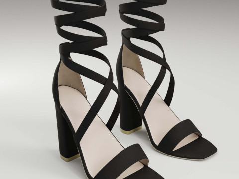 Strappy suede heels collection 3D Model