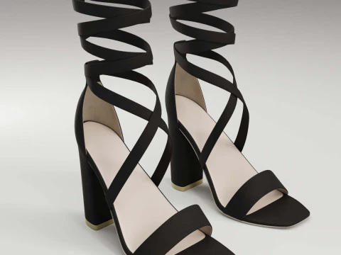 Strappy suede heels collection 3D Model