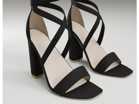 Strappy suede heels collection 3D Model