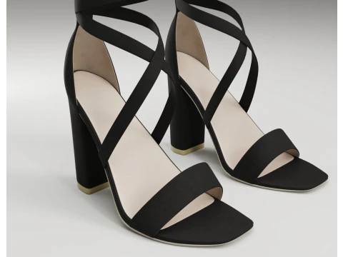 Strappy suede heels collection 3D Model