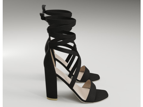 Strappy suede heels collection 3D Model