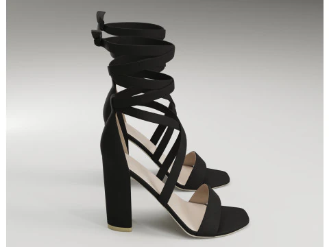 Strappy suede heels collection 3D Model
