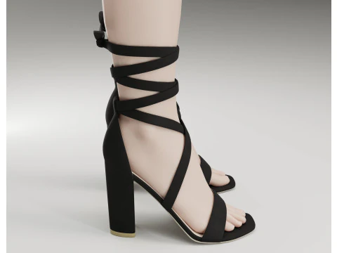 Strappy suede heels collection 3D Model