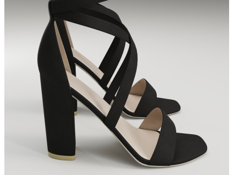 Strappy suede heels collection 3D Model