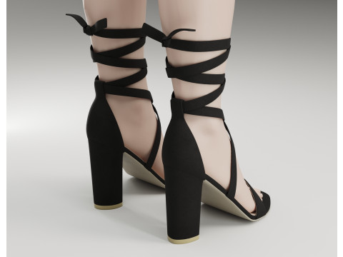 Strappy suede heels collection 3D Model
