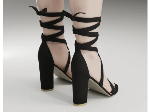 Strappy suede heels collection 3D Model