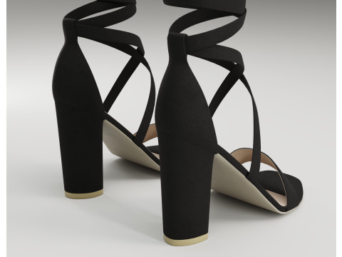 Strappy suede heels collection 3D Model