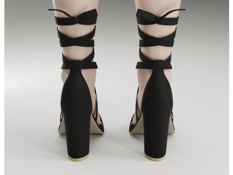 Strappy suede heels collection 3D Model