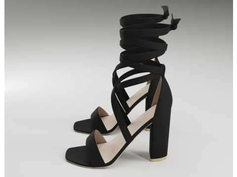 Strappy suede heels collection 3D Model