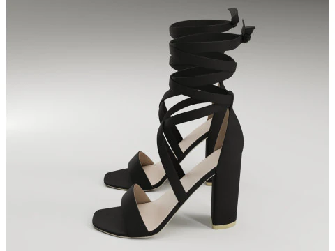 Strappy suede heels collection 3D Model