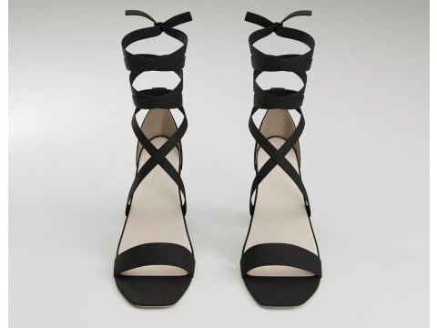 Strappy suede heels collection 3D Model